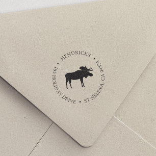 Returadressen Rustic Winter Moose Självfärgande Stämpel