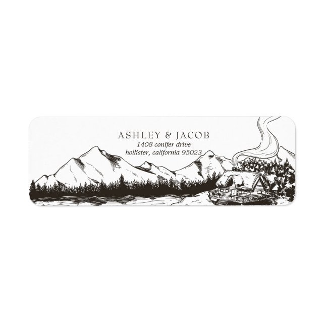 Returadressen Rustic Winter Mountain Returadress Etikett (Framsidan)