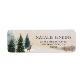 Returadressen Rustic Winter Woodland Returadress Etikett