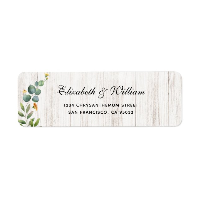 Returadressen Rustic Wood & Eucalyptus Greenery Returadress Etikett (Framsidan)