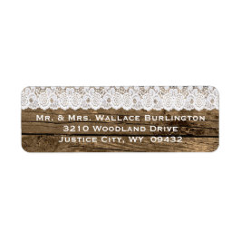 Returadressen Rustic Wood och Snöre Bröllop Returadress Etikett