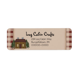 Returadressen Rustip Primitive Land Log Cabin Returadress Etikett