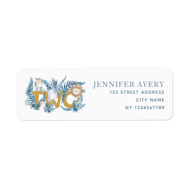 returadressen Safari Animals 2:a födelsedagen Returadress Etikett (Framsidan)