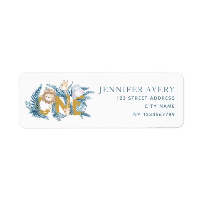 Returadressen Safari Animals första födelsedag Returadress Etikett (Framsidan)