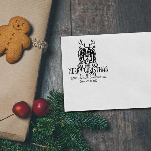 Returadressen Saint Bernard Hund God jul Stämpel