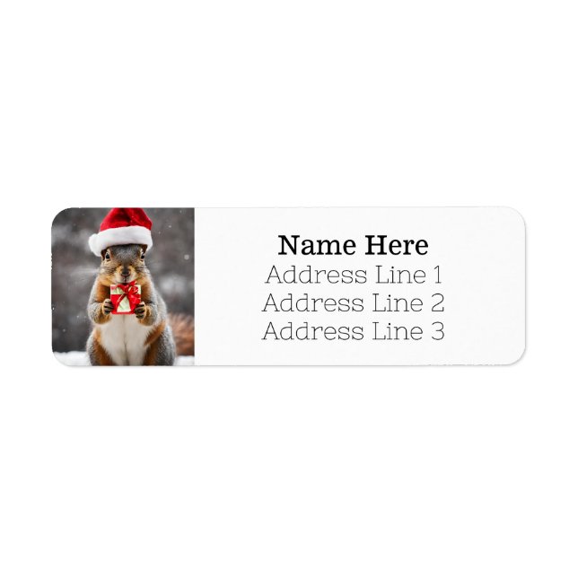 Returadressen Santa Fox Squirrel Santa Hat Returadress Etikett (Framsidan)