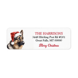 Returadressen Santa Hat German Shepherd Hund Returadress Etikett
