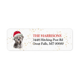 Returadressen Santa Hat Lhasa Apso Hund Returadress Etikett