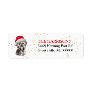 Returadressen Santa Hat Lhasa Apso Hund Returadress Etikett