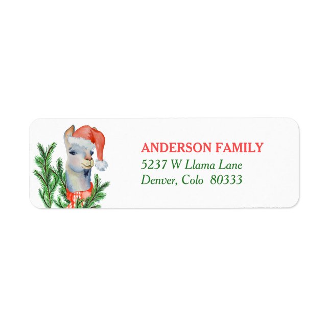 Returadressen Santa Hat Llama Returadress Etikett (Framsidan)