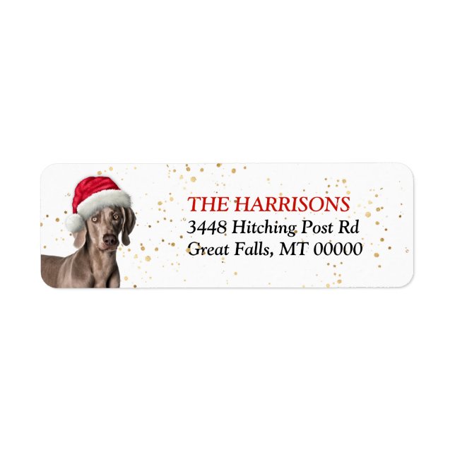 Returadressen Santa Hat Weimaraner Hund Returadress Etikett (Framsidan)