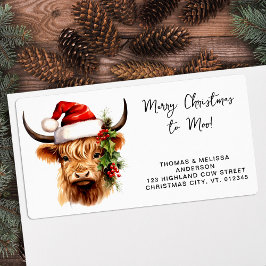 Returadressen Santa Highland Cow Festive Animal Fraktsedel