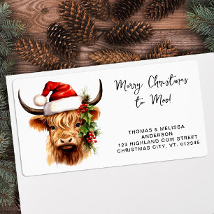Returadressen Santa Highland Cow Festive Animal Fraktsedel