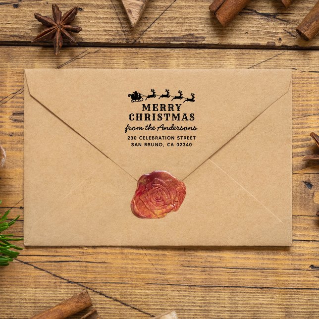 Returadressen Santa's Sledge God jul Självfärgande Stämpel (Skapare uppladdad)