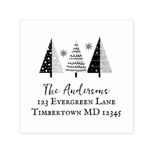 Returadressen säsong Julgran Helgdag Självfärgande Stämpel (Design)