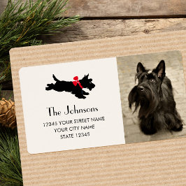 Returadressen Scottie Hund jul Red Bow Fraktsedel