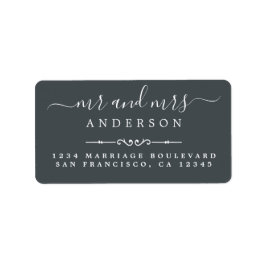 Returadressen Script Black White Bröllop Adressetikett