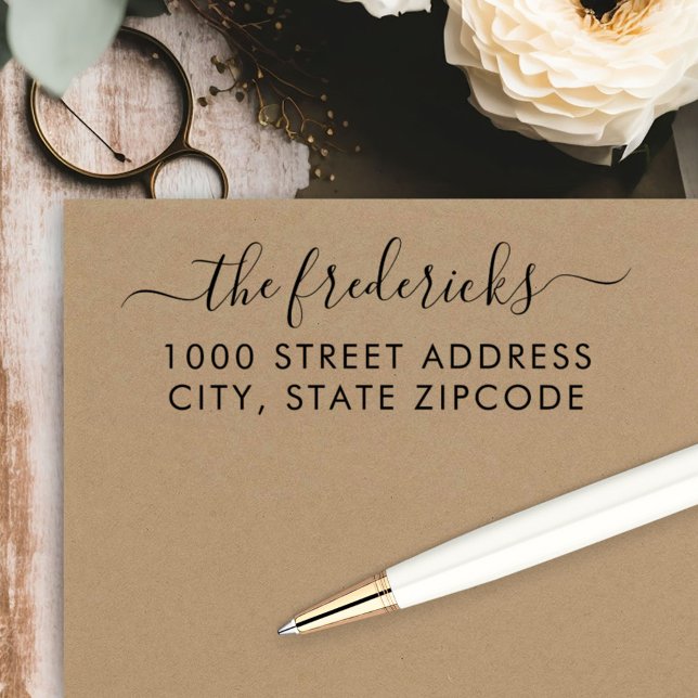 Returadressen Senaste namn i Modern Calligraphy Sc Självfärgande Stämpel (Skapare uppladdad)