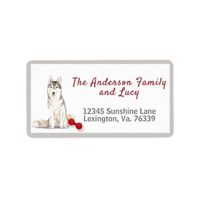 Returadressen Siberian husky Leksak Adressetikett (Framsidan)