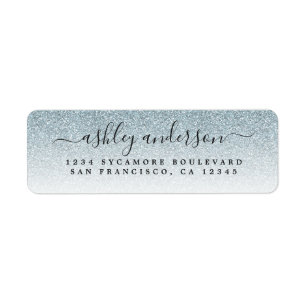 Returadressen Silver Glitter i Elegant med Returadress Etikett