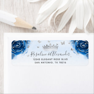 Returadressen Silver och Royal Blue Ro Krona Returadress Etikett