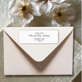 Returadressen Simple Black White Script Bröllop Returadress Etikett