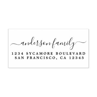 Returadressen Skriptkalligrafi i familjen Namn Självfärgande Stämpel