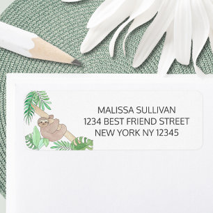 Returadressen Sloth Baby Shower Returadress Etikett