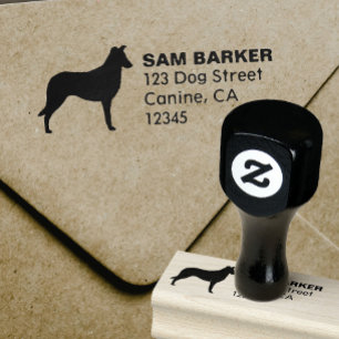 Returadressen Smooth Collie Hund aveln Silhouette Stämpel
