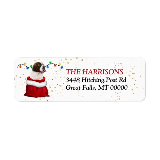 Returadressen St Bernard Puppy Gift Bag Returadress Etikett (Framsidan)