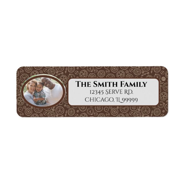 Returadressen Steampunk Brown & White Gears Returadress Etikett (Framsidan)