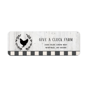 Returadressen Stil Black White Chicken Returadress Etikett