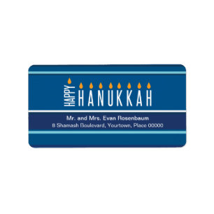 Returadressen Striped Hanukkah Candles Adressetikett