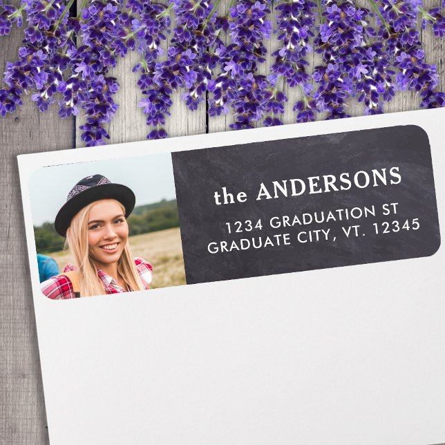 Returadressen Student Photo Black Chalkboard Returadress Etikett (Skapare uppladdad)