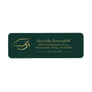 Returadressen Studenten Gold Foil Cap Student Returadress Etikett