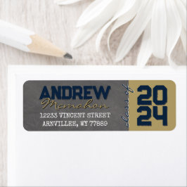 Returadressen Studenten i marin och Bronze Chalkbo Returadress Etikett