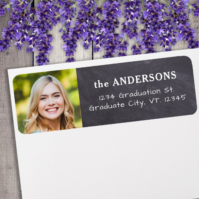 Returadressen studenten Rustic Chalkboard Photo  Returadress Etikett (Skapare uppladdad)