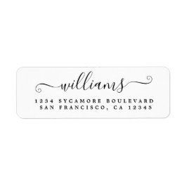 Returadressen Svartvit familj i elegant Script  Returadress Etikett