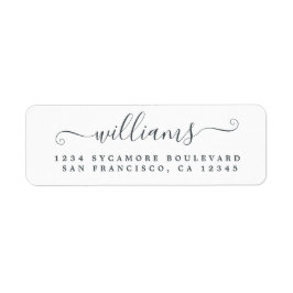 Returadressen Svartvit familj i elegant Script  Returadress Etikett