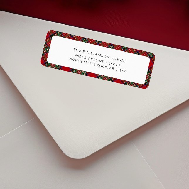 Returadressen Tartan, friska julen Returadress Etikett (Rustic Plaid Tartan Christmas Return Address Label)