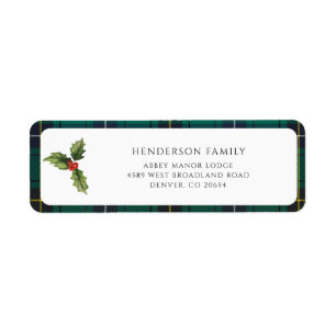 Returadressen Tartan Play jul Mistletoe Tartan Returadress Etikett