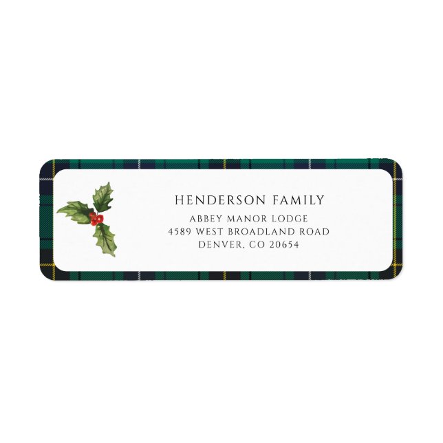 Returadressen Tartan Play jul Mistletoe Tartan Returadress Etikett (Framsidan)