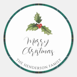 Returadressen Tartan Play jul Mistletoe Tartan Runt Klistermärke