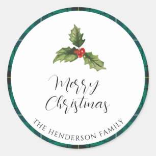 Returadressen Tartan Play jul Mistletoe Tartan Runt Klistermärke