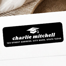 Returadressen Teckensnitt i studentmössan Svart på Returadress Etikett