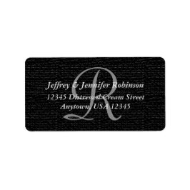 Returadressen Texturerad svart monogram Adressetikett