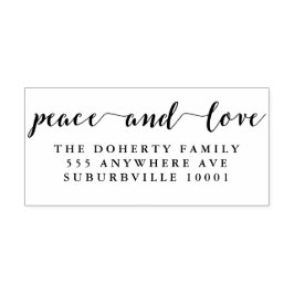 Returadressen Trä Frimärke i  Peace & Kärlek Stämpel