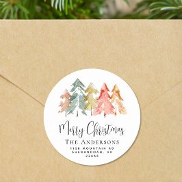 Returadressen Träd i Gräs i jul Runt Klistermärke