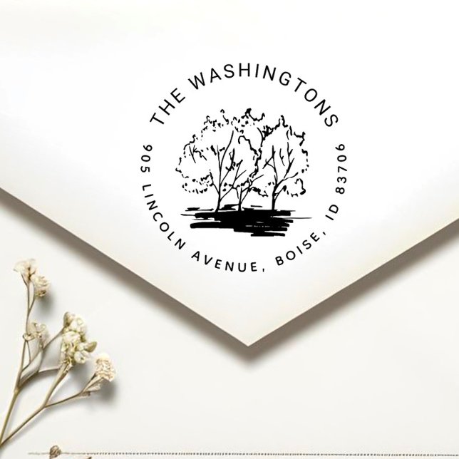 Returadressen Träd Personlig Självfärgande Stämpel (Skapare uppladdad)