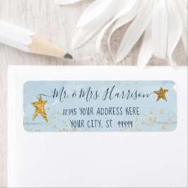Returadressen Twinkle Little Star Blue Guld Returadress Etikett